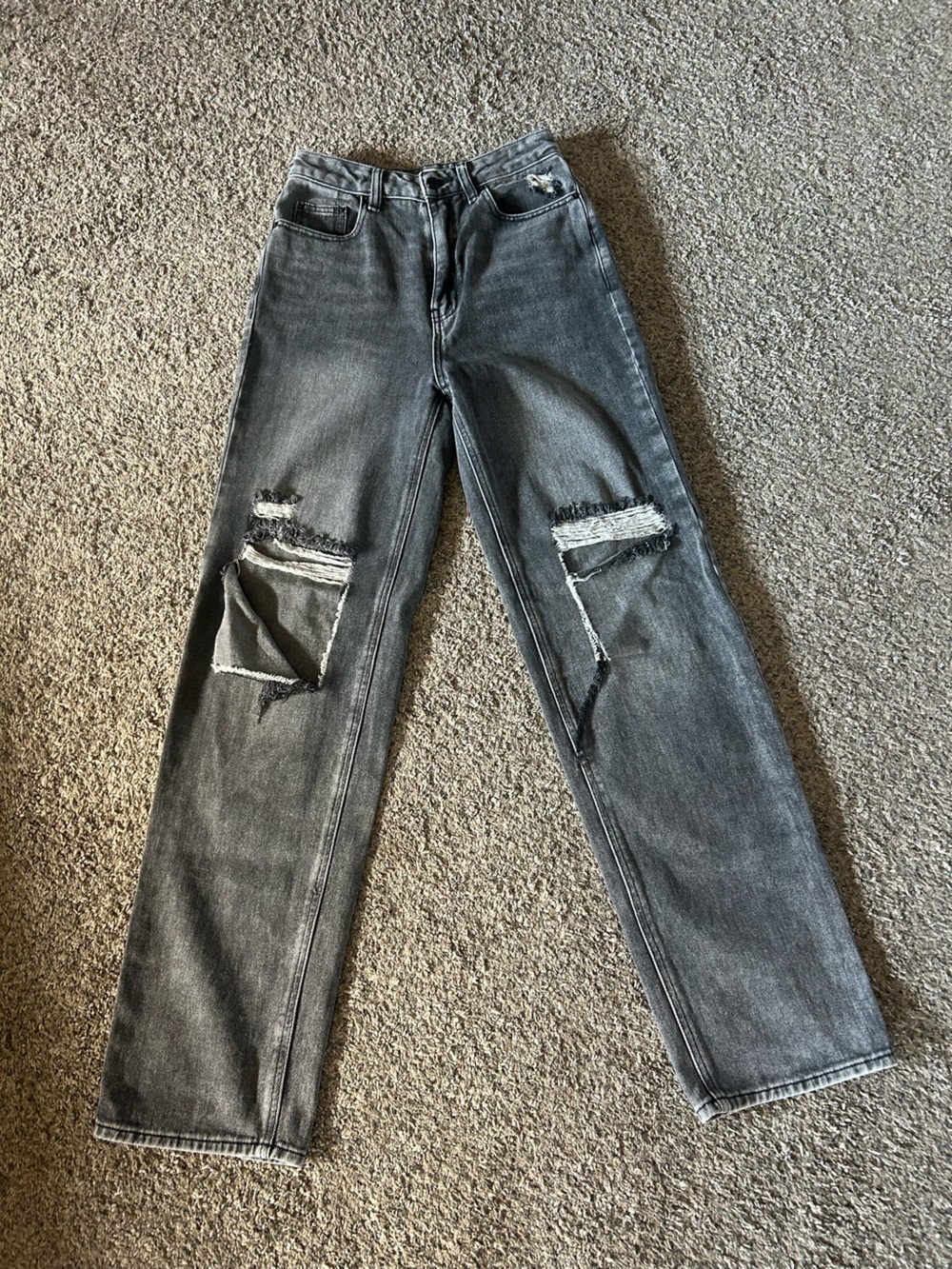 PacSun Women’s Washed Black Straight-Leg Ripped Jeans